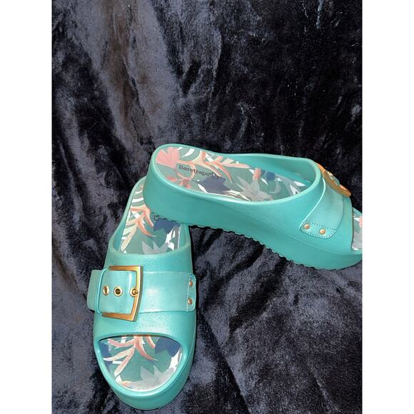NEW TURQUOISE PLATFORM WEDGE FLATFORM SLIDES COMFORTABLE SANDALS 8 - Picture 1 of 7